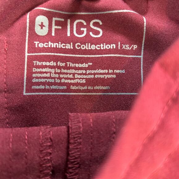 FIGS XS Technical Collection Scrub Pants Burgundy Straight Leg Uniform - Picture 7 of 7